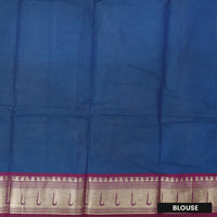 Blue With Magenta Border  Pure Chettinad Cotton Saree with Blouse