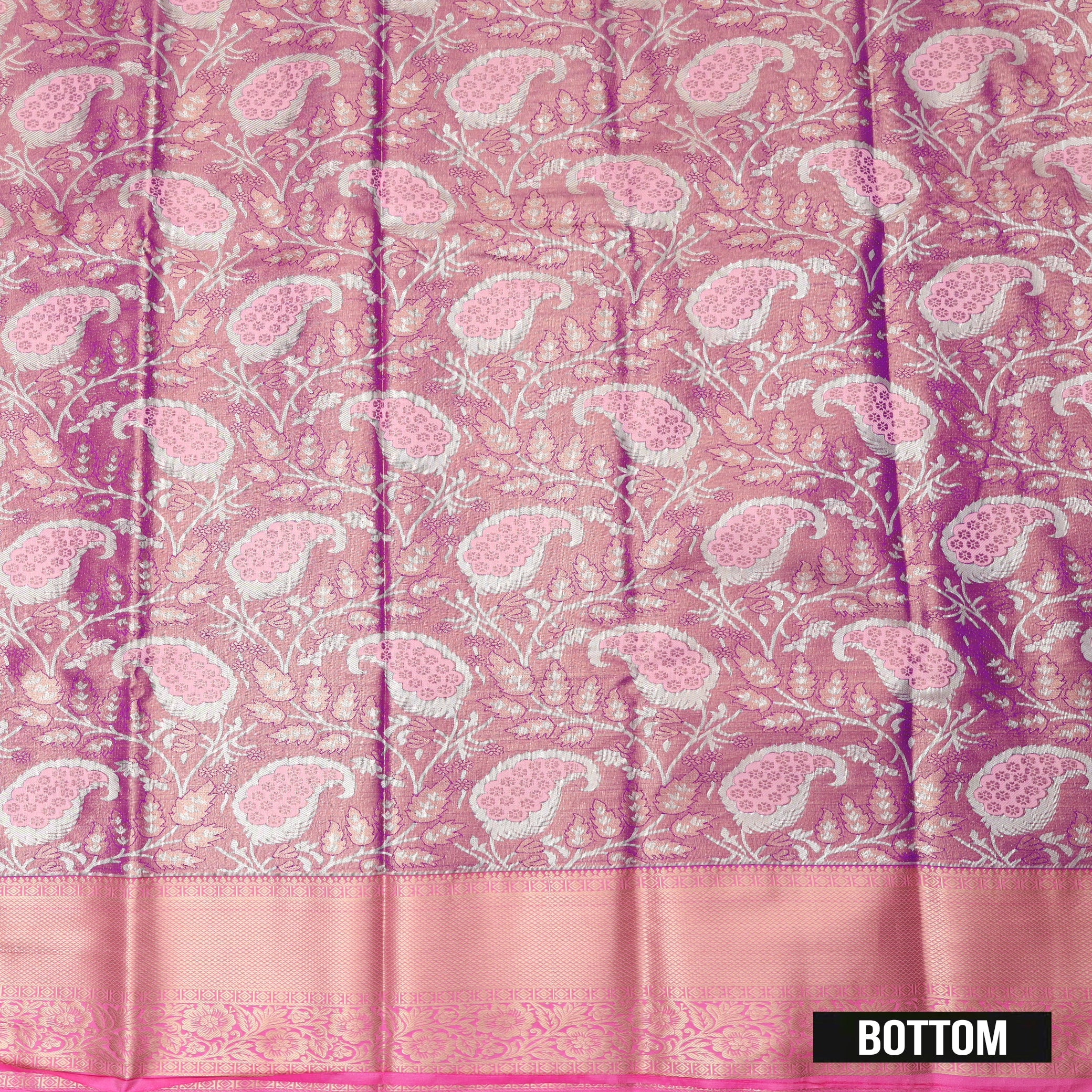 Peach Pink Art Pattu Pavadai Material