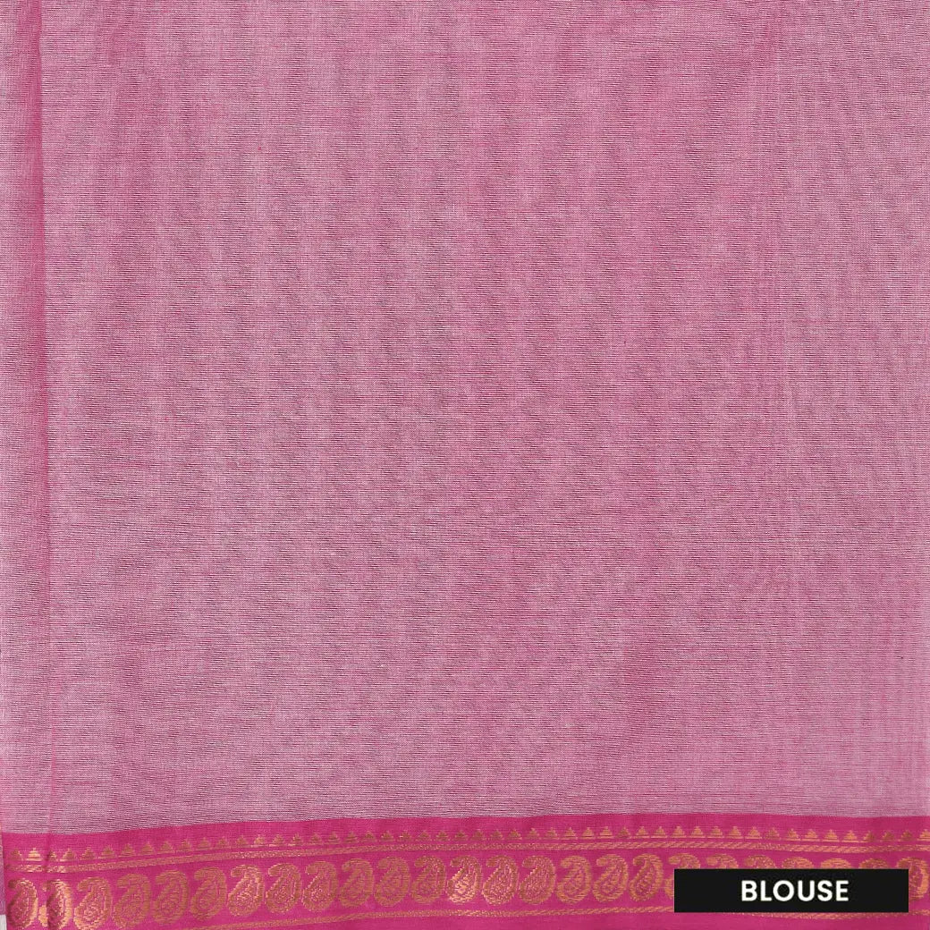 off-white with Pink Traditional Buttas Venkatagiri Pure Cotton Saree