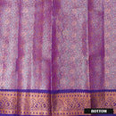 Magenta With Purple Border Floral Design Traditional  Pattu Pavadai Material