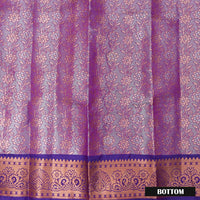 Magenta With Purple Border Floral Design Traditional  Pattu Pavadai Material