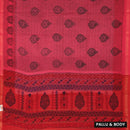 Pink with Red  Mul Mul Cotton Saree without Blouse