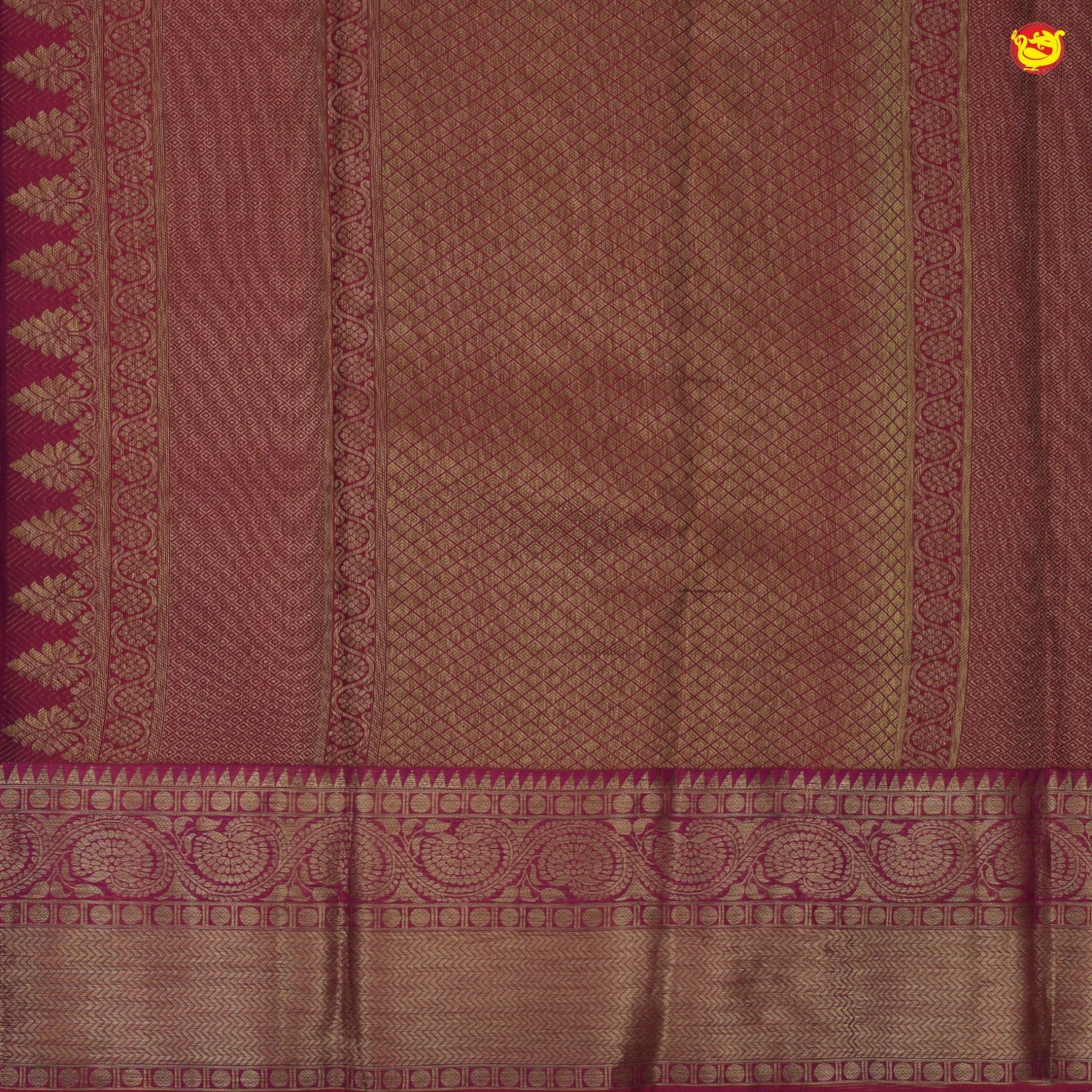 Bluish grey with magenta pink designer silk saree - Thenianantham