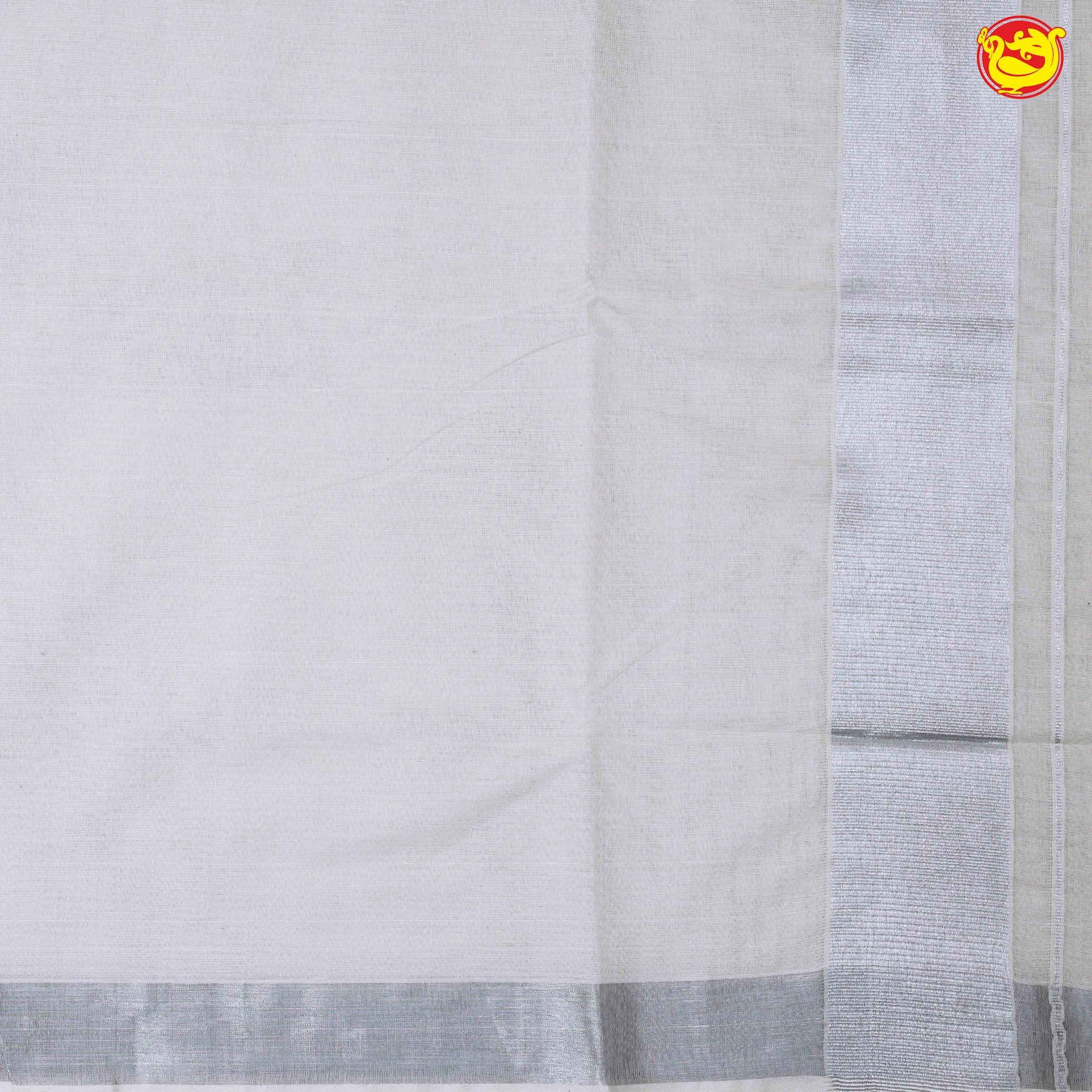 Southloom Exclusive Onam Kasavu Saree With Silver Zari Pattern (Matching Plain Blouse Included)