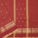 Maroon with Yellow Checked Pattern Pure Chettinad Cotton Saree without Blouse