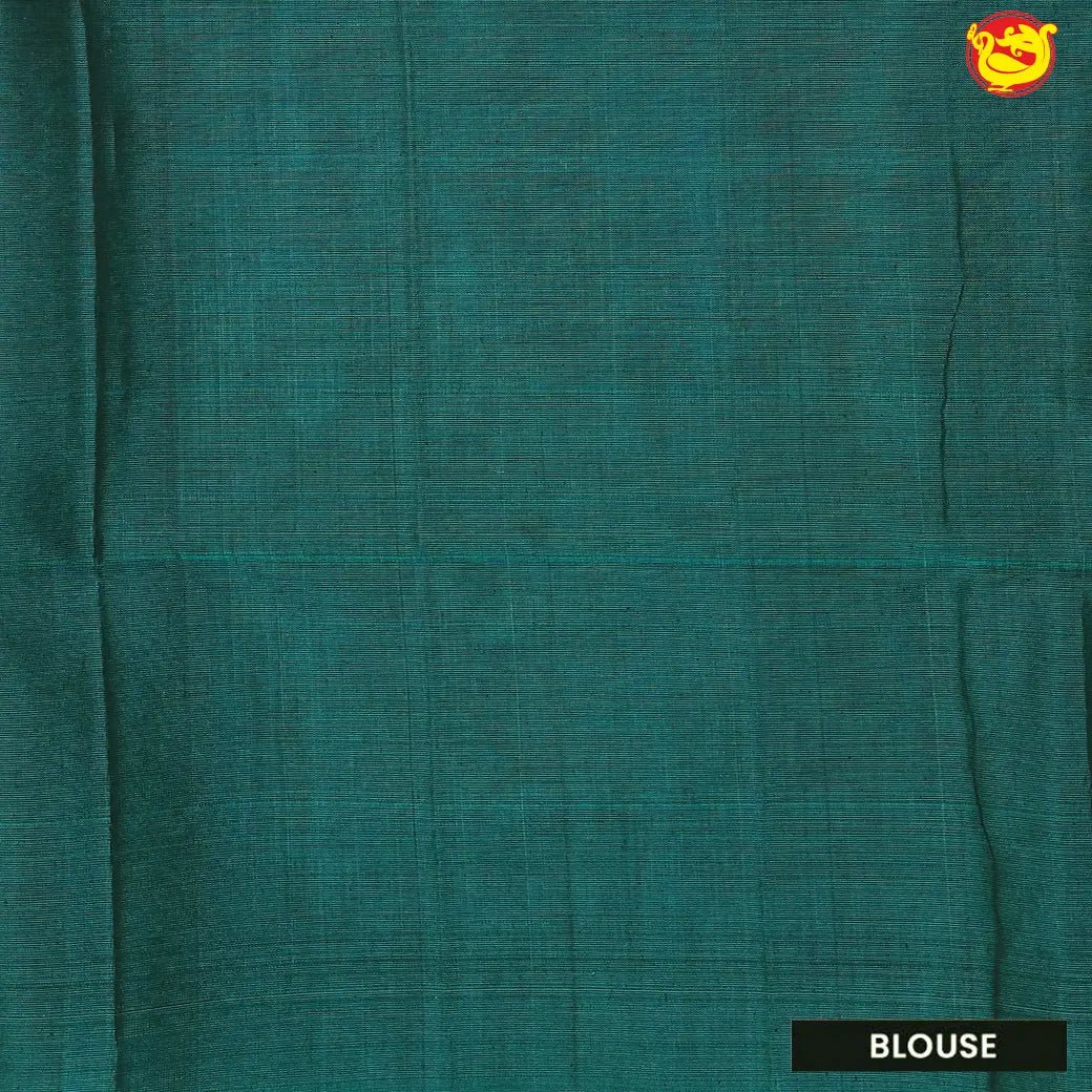 Blue With Green Pure Silk Cotton Saree - Thenianantham