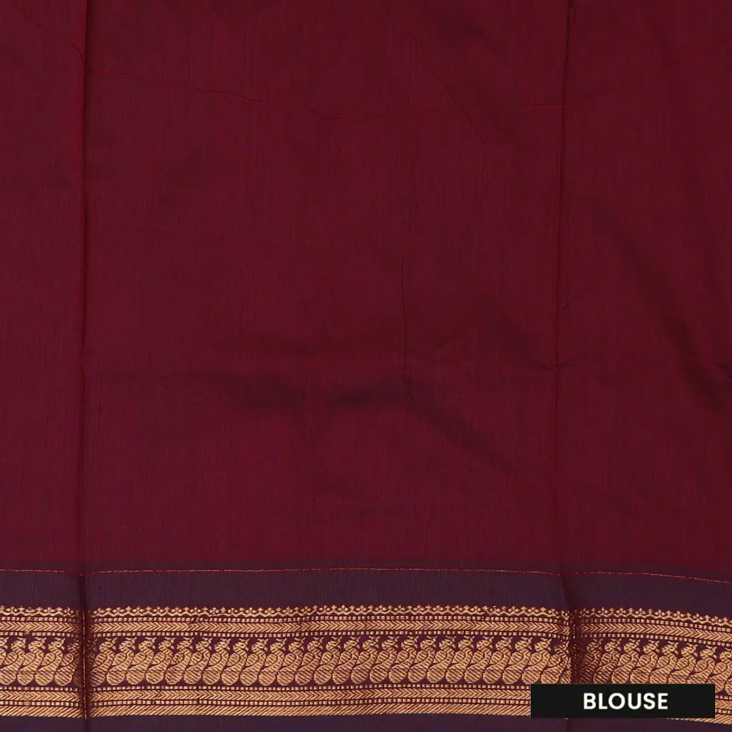 Light Green  With  Maroon Premium Quality Kalyani Cotton Saree
