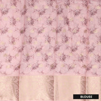 Pastel Pink With Pink Floral Design Dola Silk