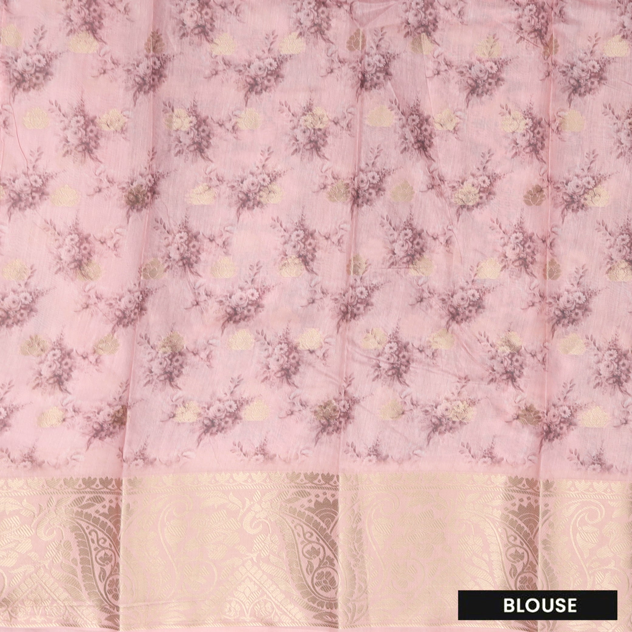 Pastel Pink With Pink Floral Design Dola Silk