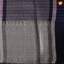 Violet With Navy Blue Stripes Design Semi Silk Blend Saree With Double Blouse Concept