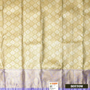 Gold  With Lavender Border Floral Design Traditional  Pattu Pavadai Material
