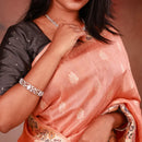 Peach  Colour Semi Dupion Saree