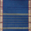 Blue With Magenta Border  Pure Chettinad Cotton Saree with Blouse