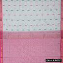 off-white with Pink Traditional Buttas Venkatagiri Pure Cotton Saree