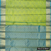 Green  with Blue Gold Zari Border Wedding Silk Saree