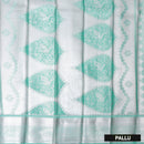 Yellow With Bule Floral Design Tissue Silk Saree