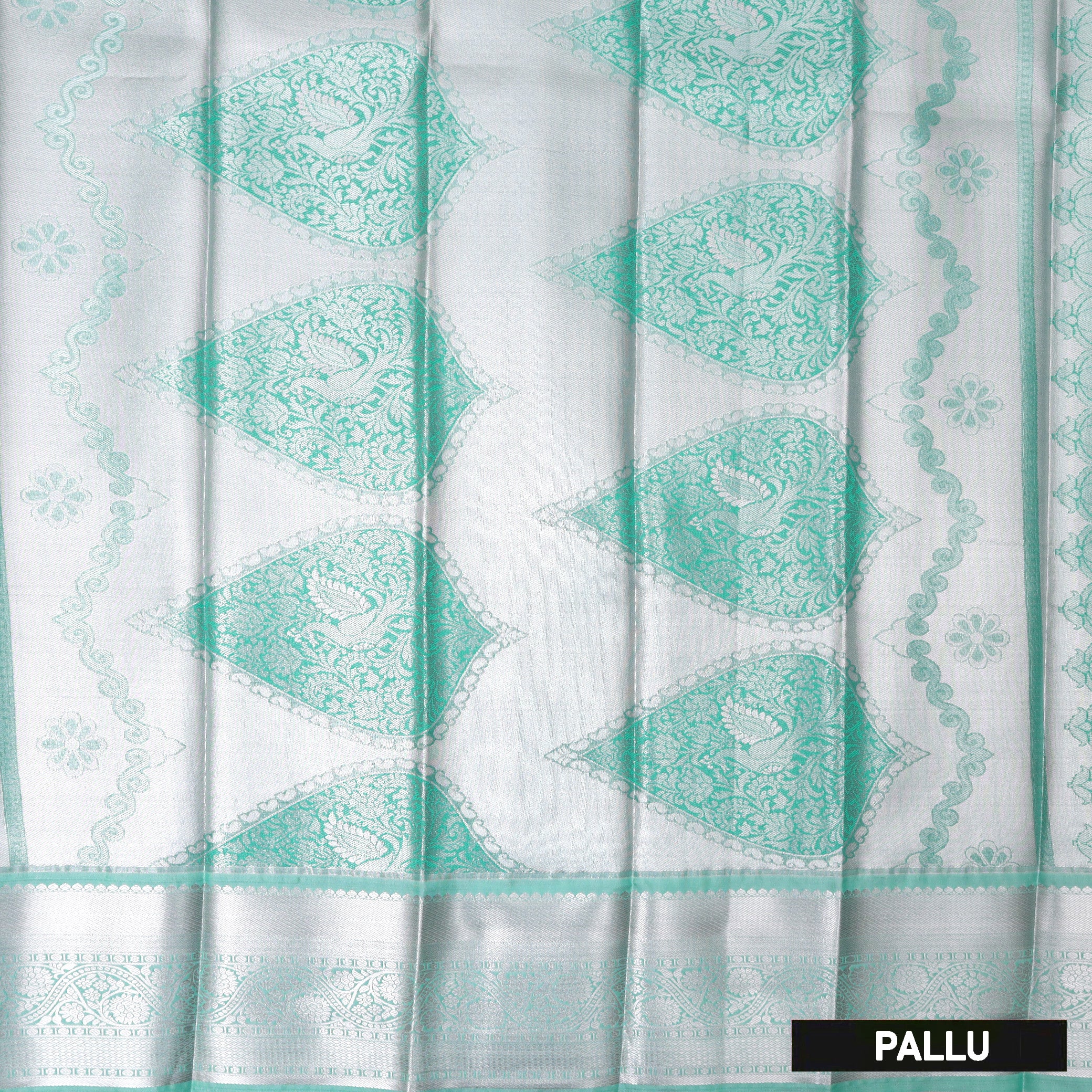 Yellow With Bule Floral Design Tissue Silk Saree