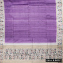 Purple with cream color Semi Chanderi Silk Saree