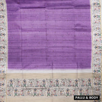 Purple with cream color Semi Chanderi Silk Saree