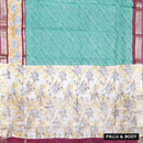 Bright Teal  Green with Maroon Semi Chanderi Silk Saree