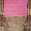 Pink With Coffee Brown Copper Zari Border Soft Silk Saree