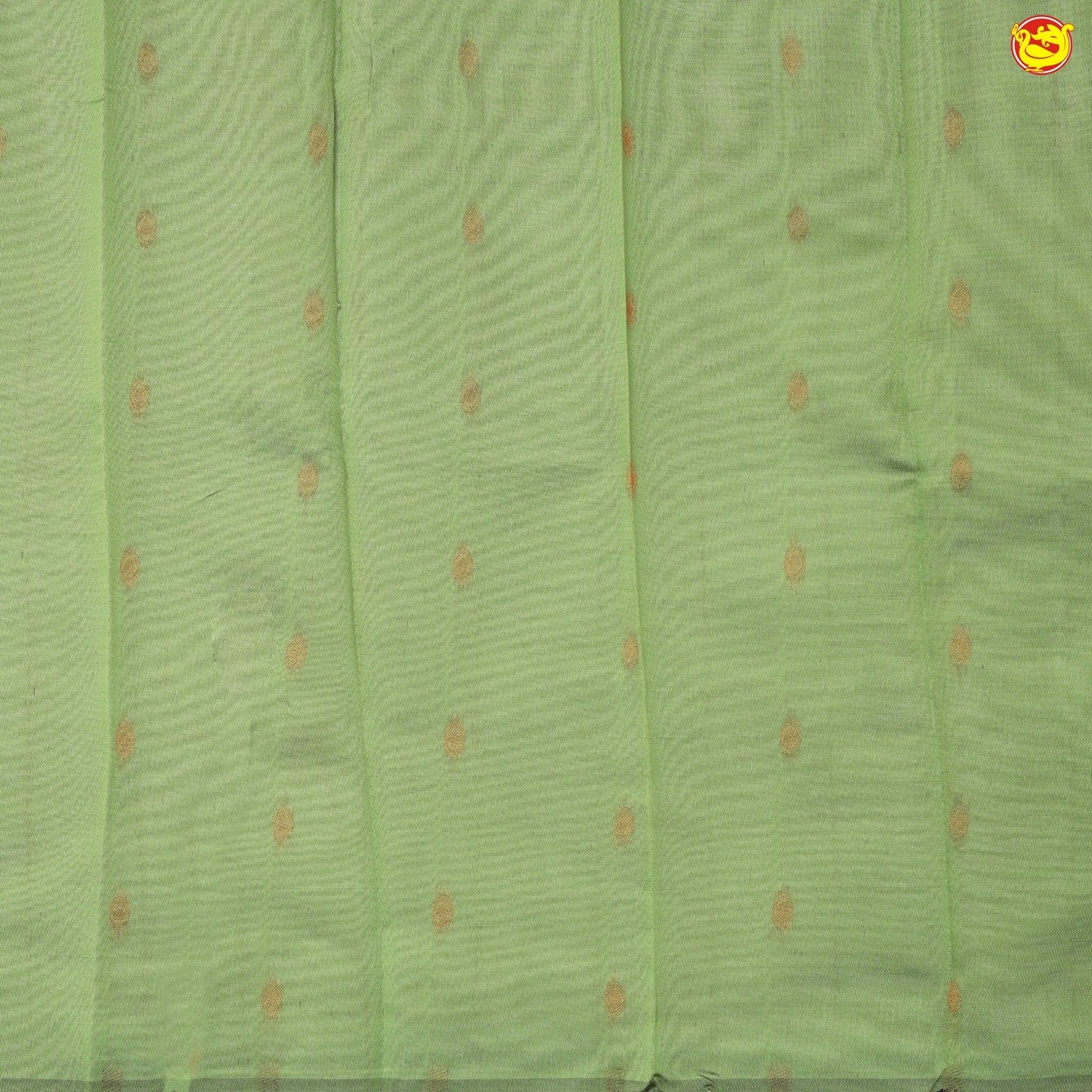 Copper With Light Green Floral Design Copper Zari Semi Silk Set Sarees - Thenianantham