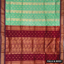 Light Green  With  Maroon Premium Quality Kalyani Cotton Saree
