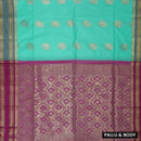 Cool Green With Light Pink Soft Silk Saree