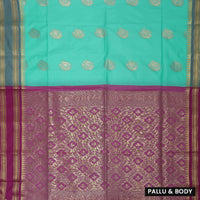 Cool Green With Light Pink Soft Silk Saree