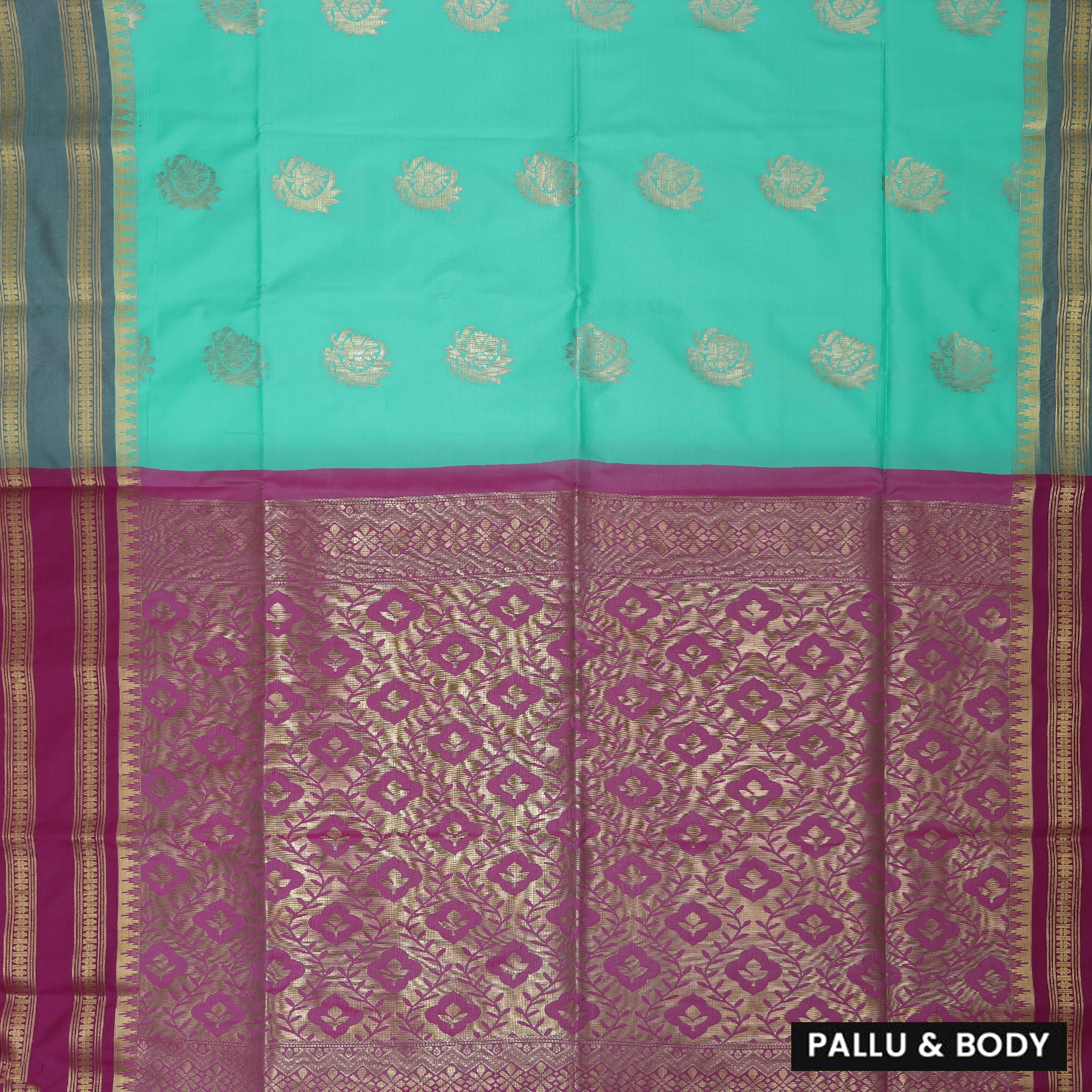 Cool Green With Light Pink Soft Silk Saree