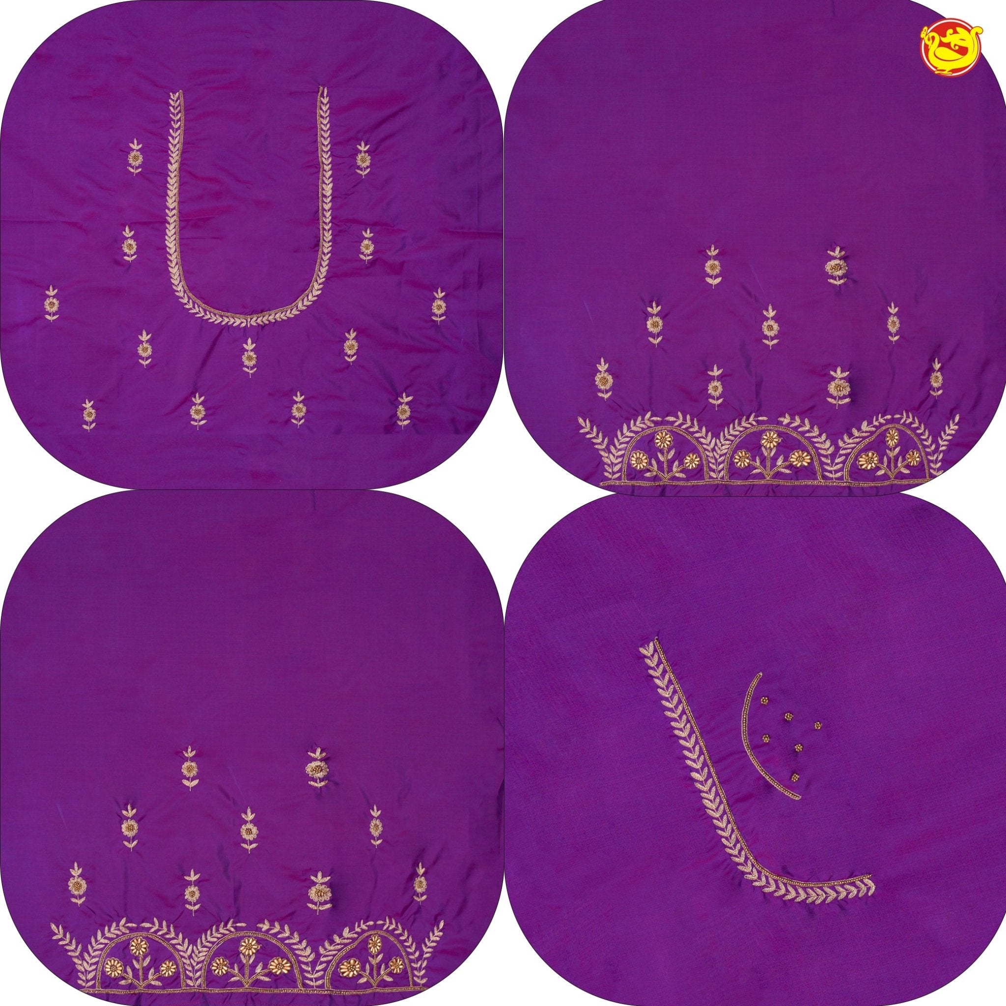 Purple Zari Work Bridal Aariwork Blouse