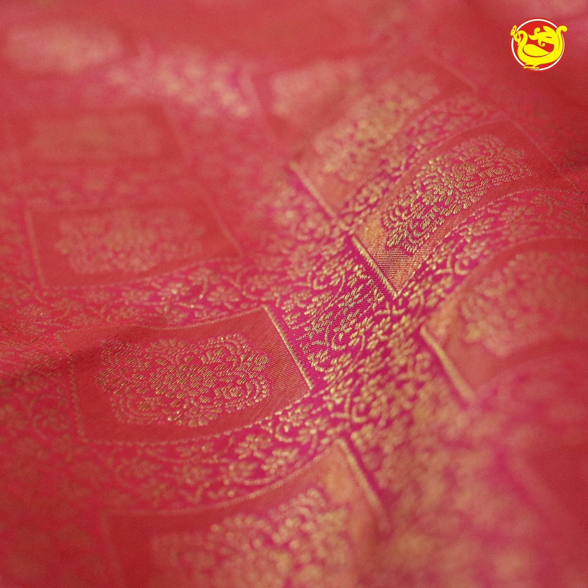 Pink With Gold Zari Wedding Silk Saree - Thenianantham