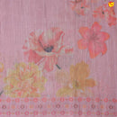 Pink With Light Yellow Floral Digital Print Linen Cotton Saree