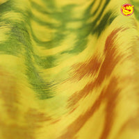 Yellow With Red Ikat Soft Silk Saree