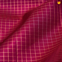 Pink With Checked Motifs and Gold Zari Border Yuvana Pure Soft Silk Saree - Thenianantham