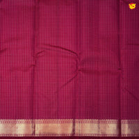 Pink With Checked Motifs and Gold Zari Border Yuvana Pure Soft Silk Saree - Thenianantham