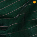 Bottle Green With Red Stripes Design Semi Silk Blend Saree With Double Blouse Concept