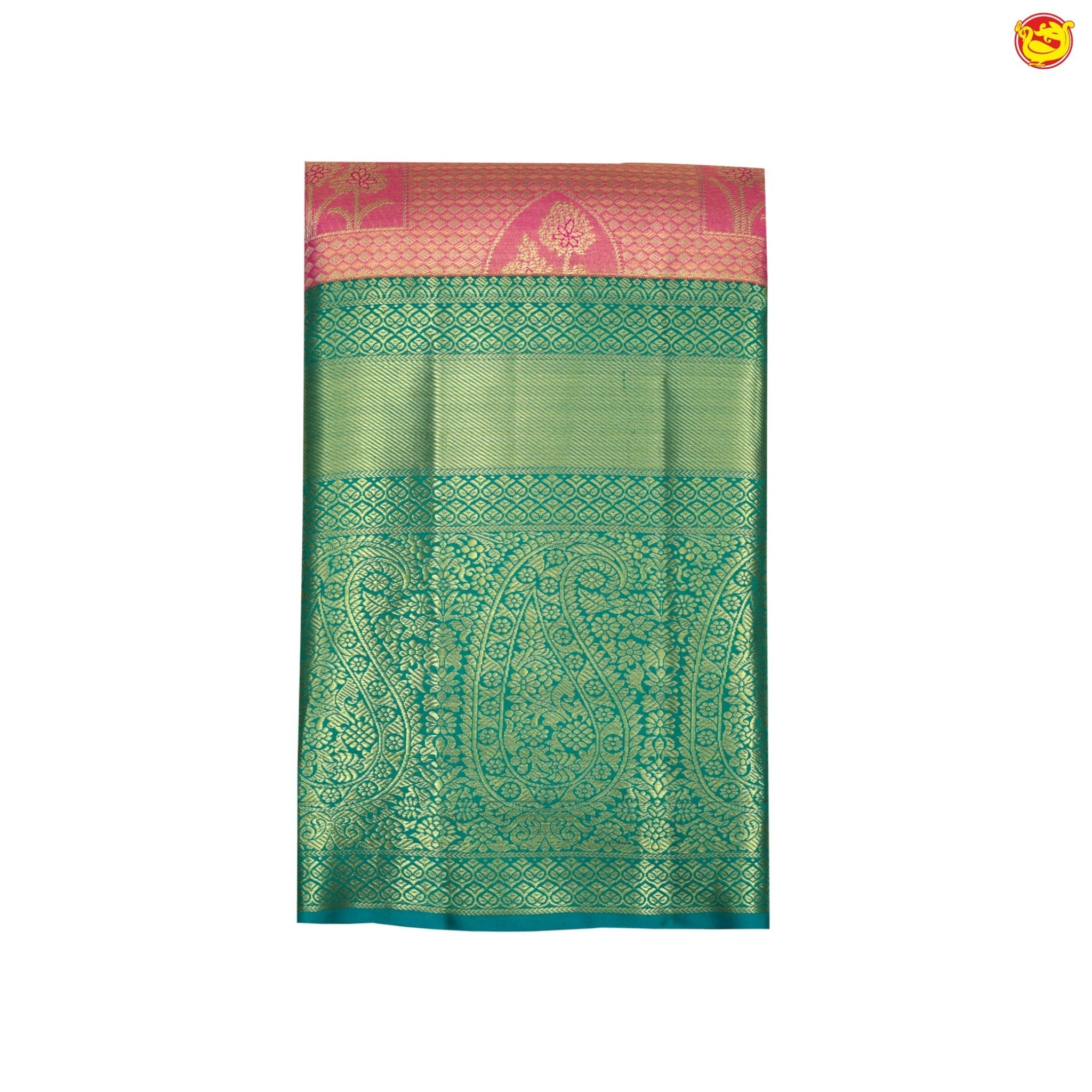 Purplish pink with green border pure Kanchipuram silk saree