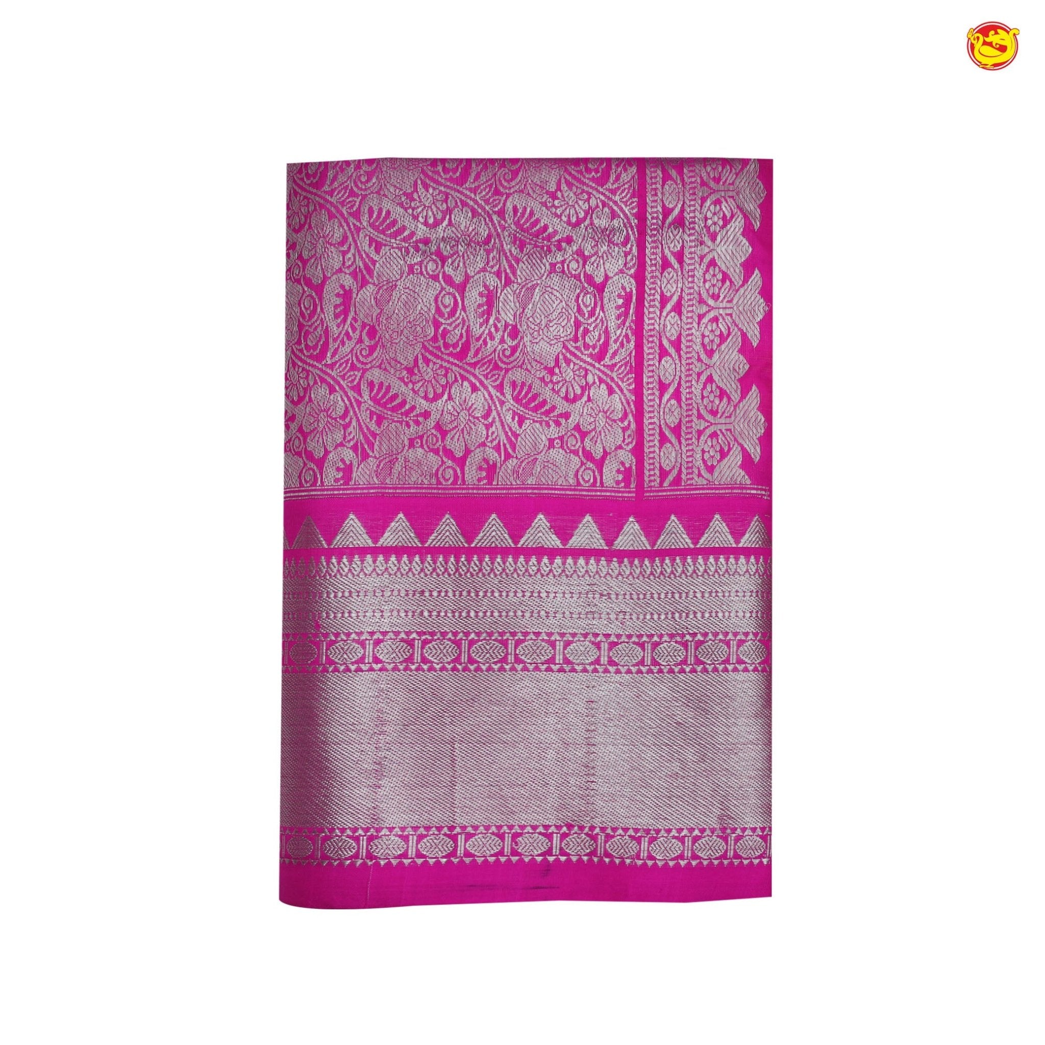 Yellow with pink Venkatagiri soft silk saree - Thenianantham