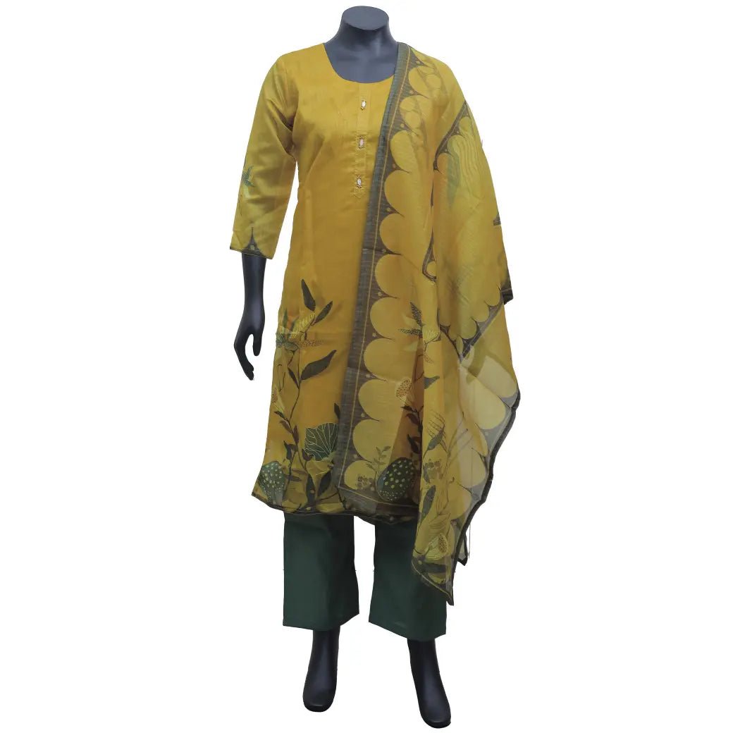 Yellow with green Ladies Branded Readymade Chudi Set