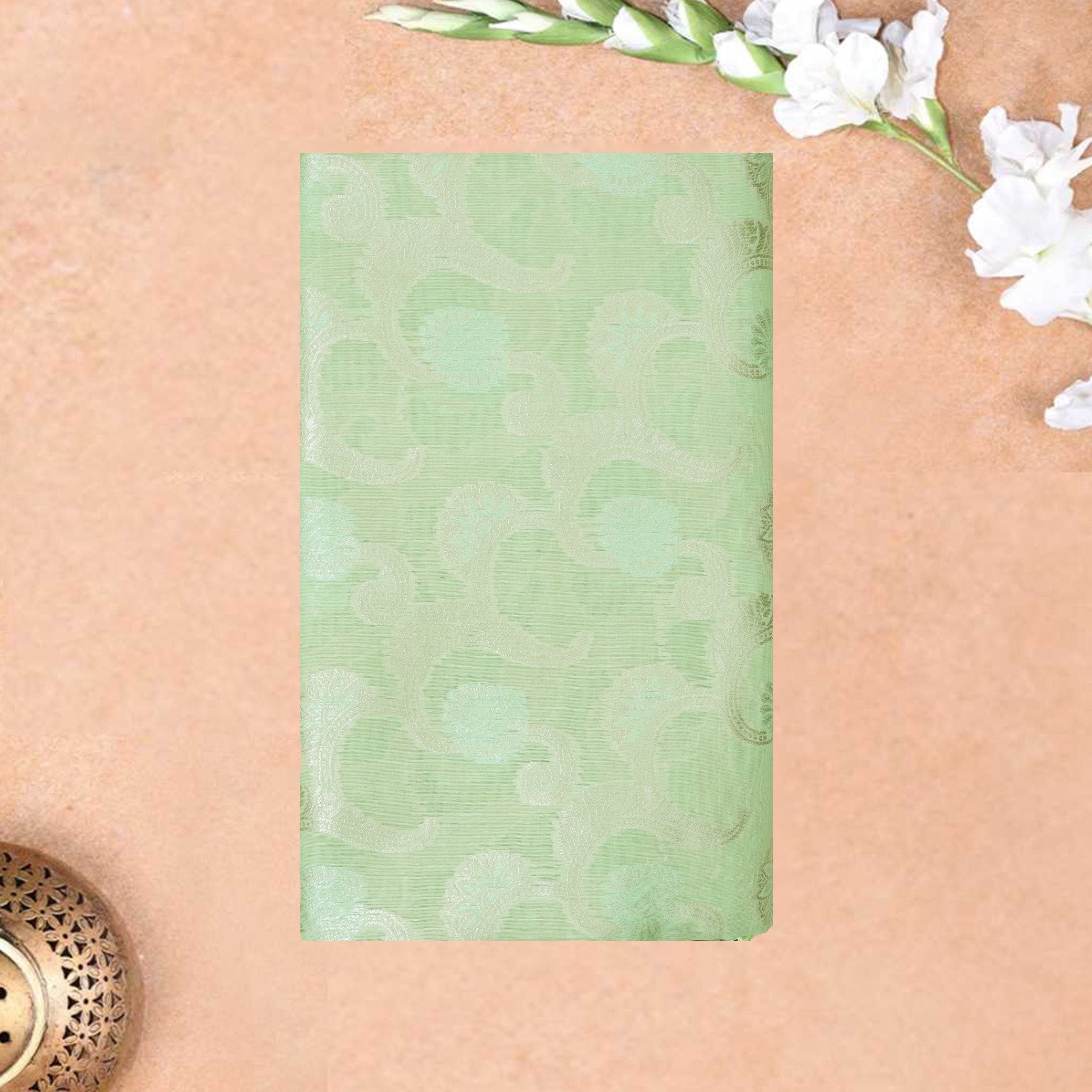 Pale Green Colour Fancy Weaving Saree