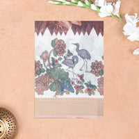 Brown with off white  priented floral design Semi Chanderi  Saree