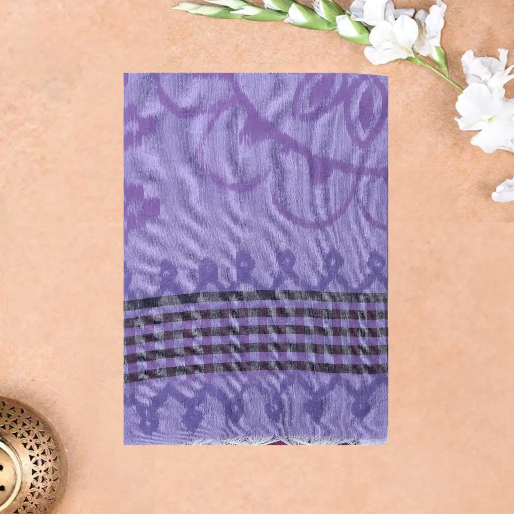 Lavender color Linen Cotton Saree