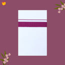 White with Dark Pink Fancy Border Single Layer Cotton Men’s Dhoti