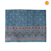 Sea Blue Bandhani Print Zari Border Russian Silk Saree