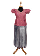 Peach With Grey Girls Branded Readymade Pattu Pavadai  Size