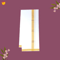 White with Gold Fancy Border Single Layer Cotton Men’s Dhoti