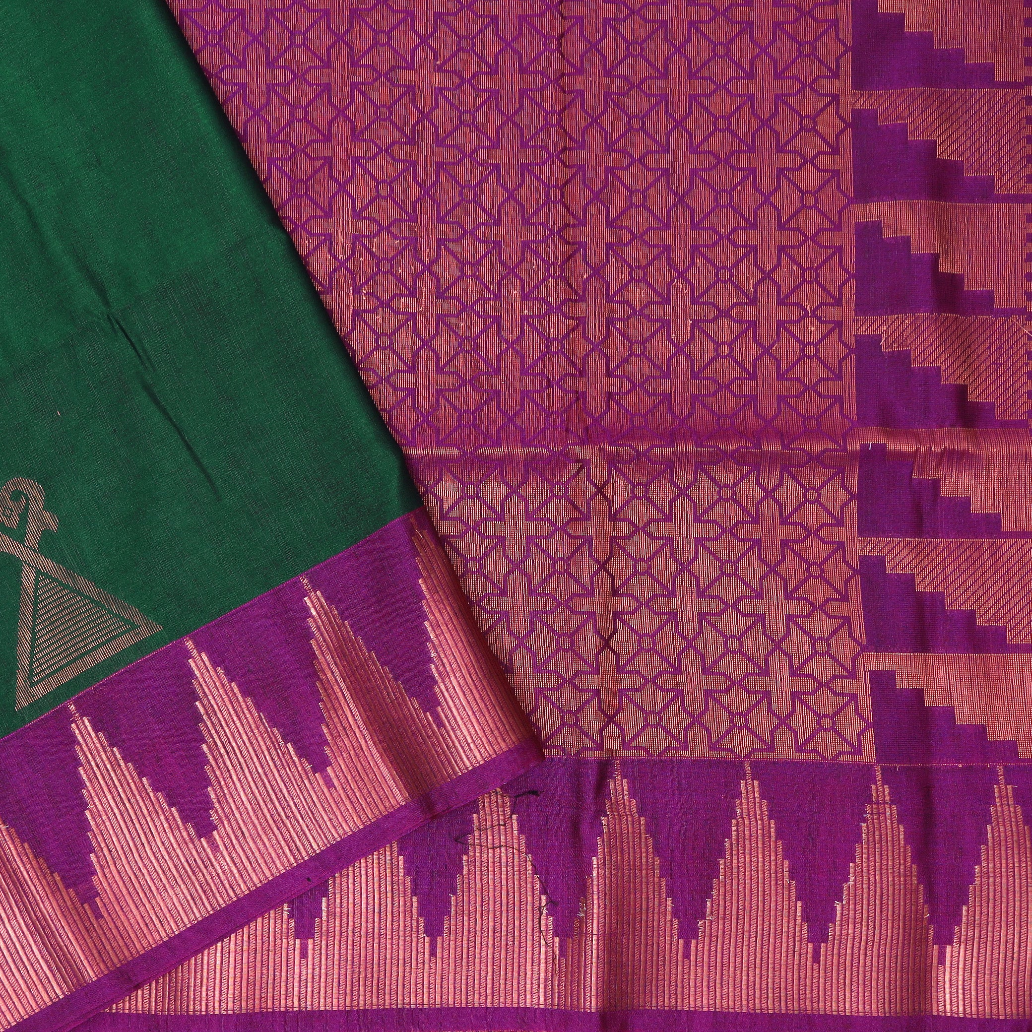 Parrot Green with Purple Soft Silk Saree