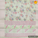 Pastel pista green linen tissue saree with floral digital prints - Thenianantham