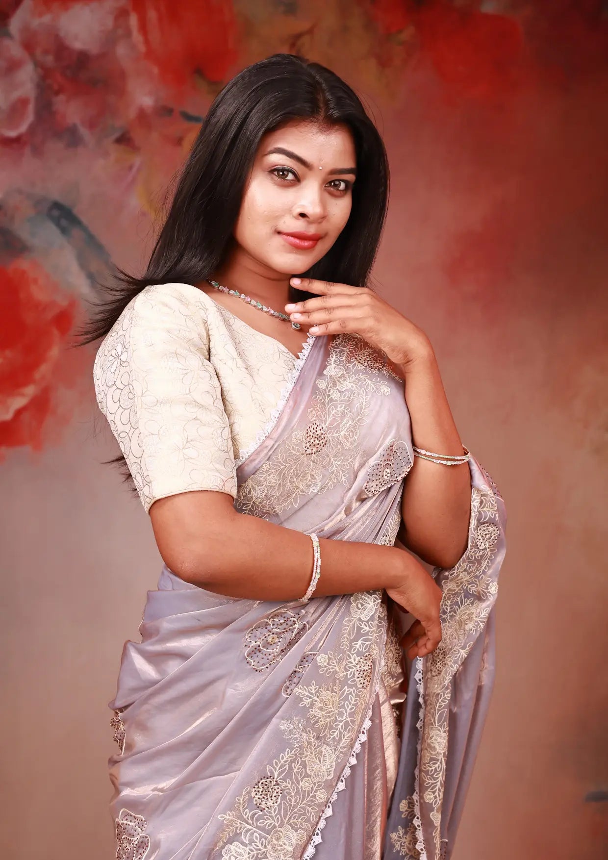 Light Purple Space Silk Saree